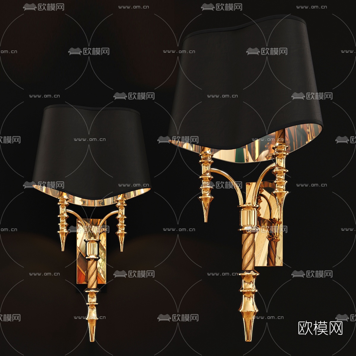 简欧金属壁灯3d模型下载（渲染图1）