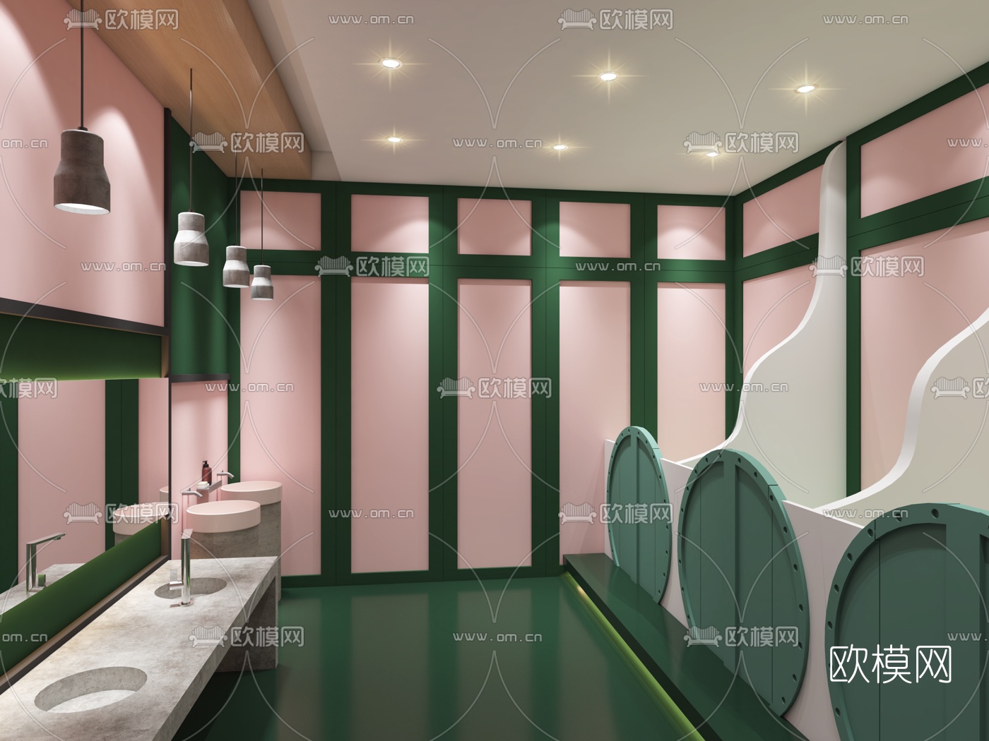 北欧儿童培训机构公共卫生间3d模型下载