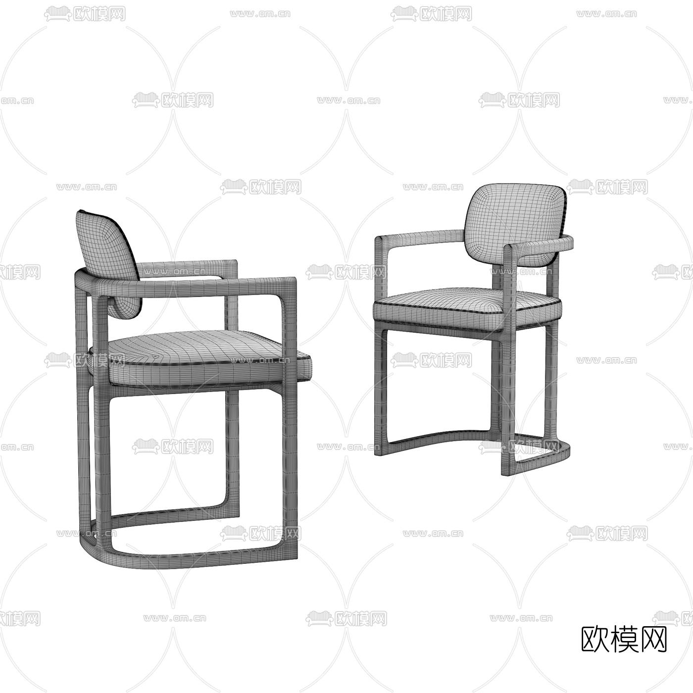 意大利PORADA品牌 现代绿色布艺极简单椅3d模型