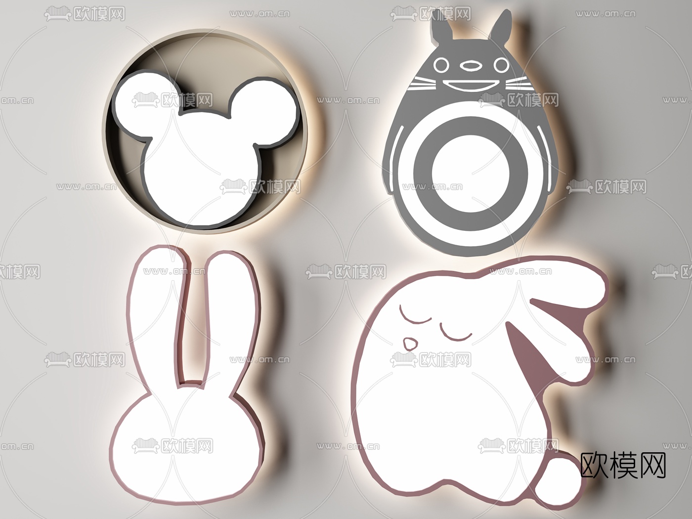 现代儿童卡通吸顶灯3d模型下载