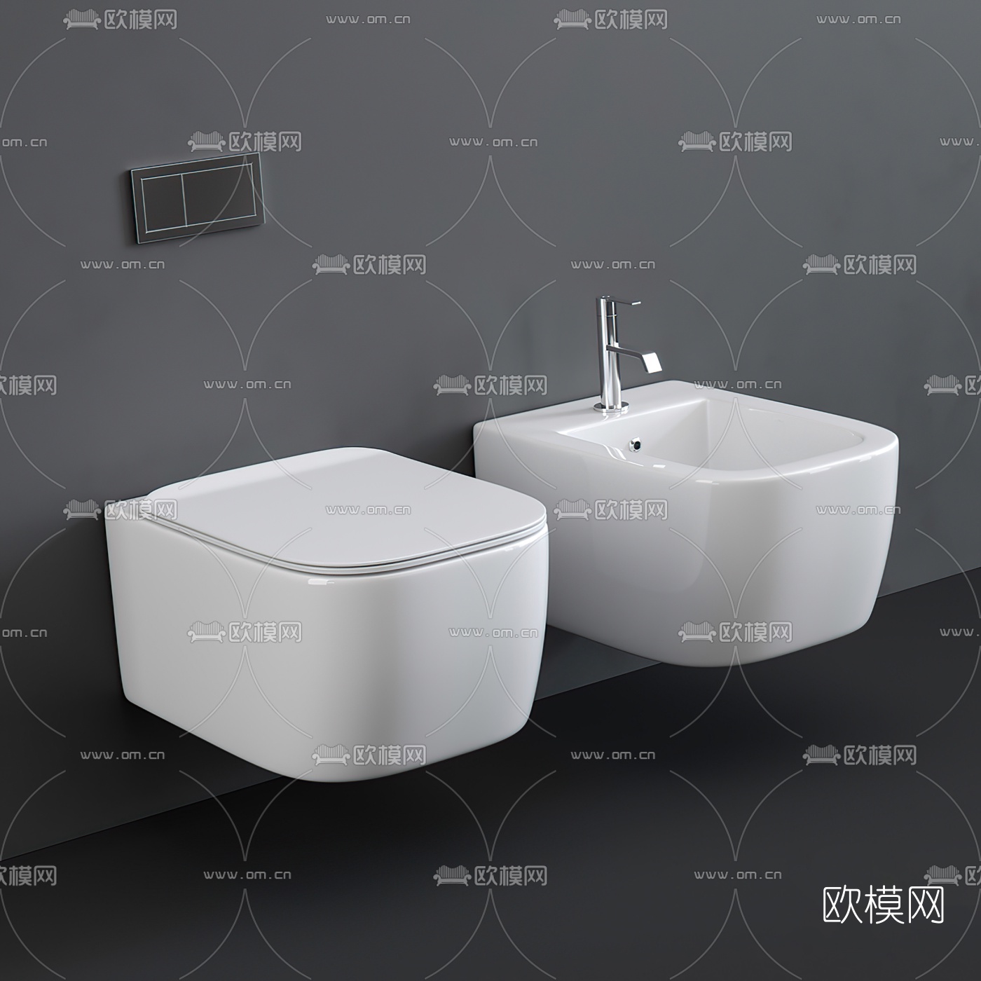 现代马桶坐便器3d模型