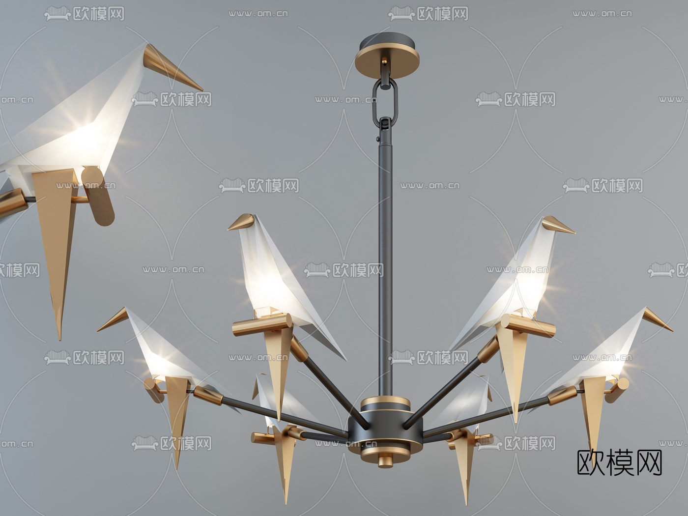 现代几何鸟形吊灯3d模型