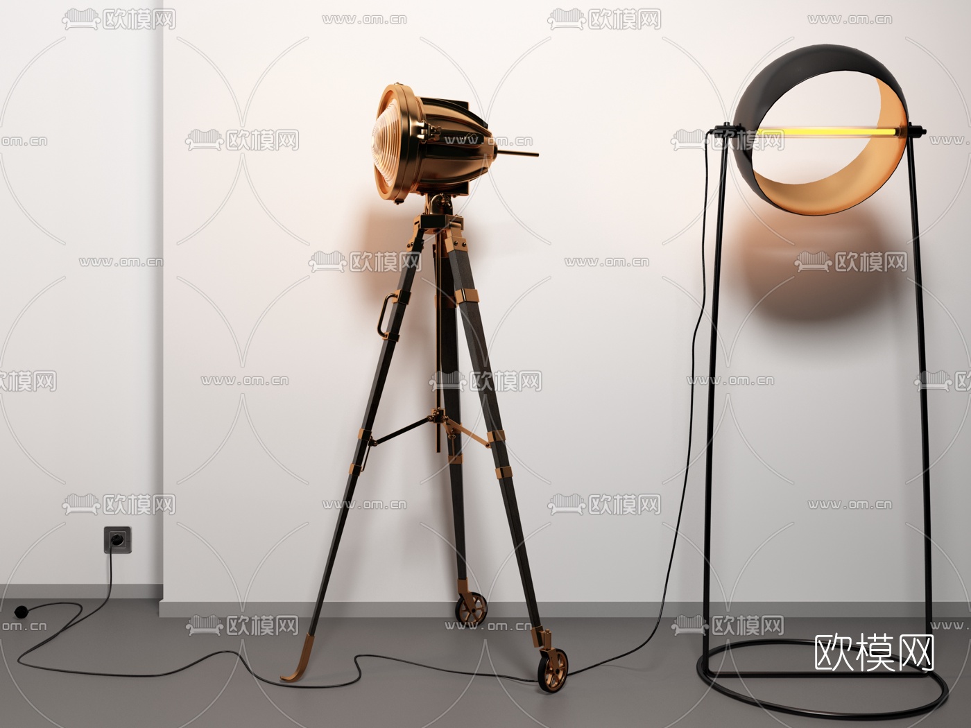 工业风金属落地灯3d模型下载