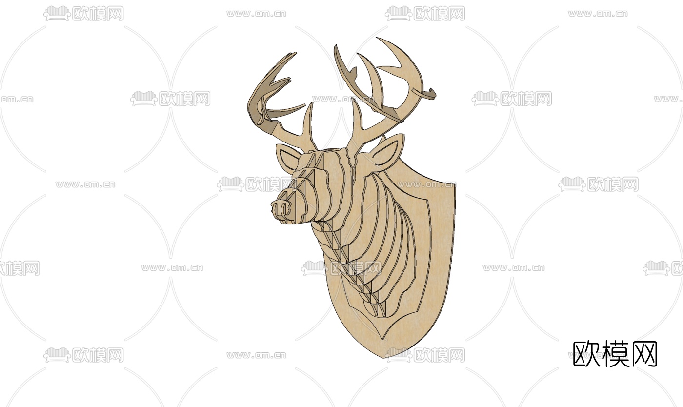 北欧鹿头艺术品挂件免费su模型下载