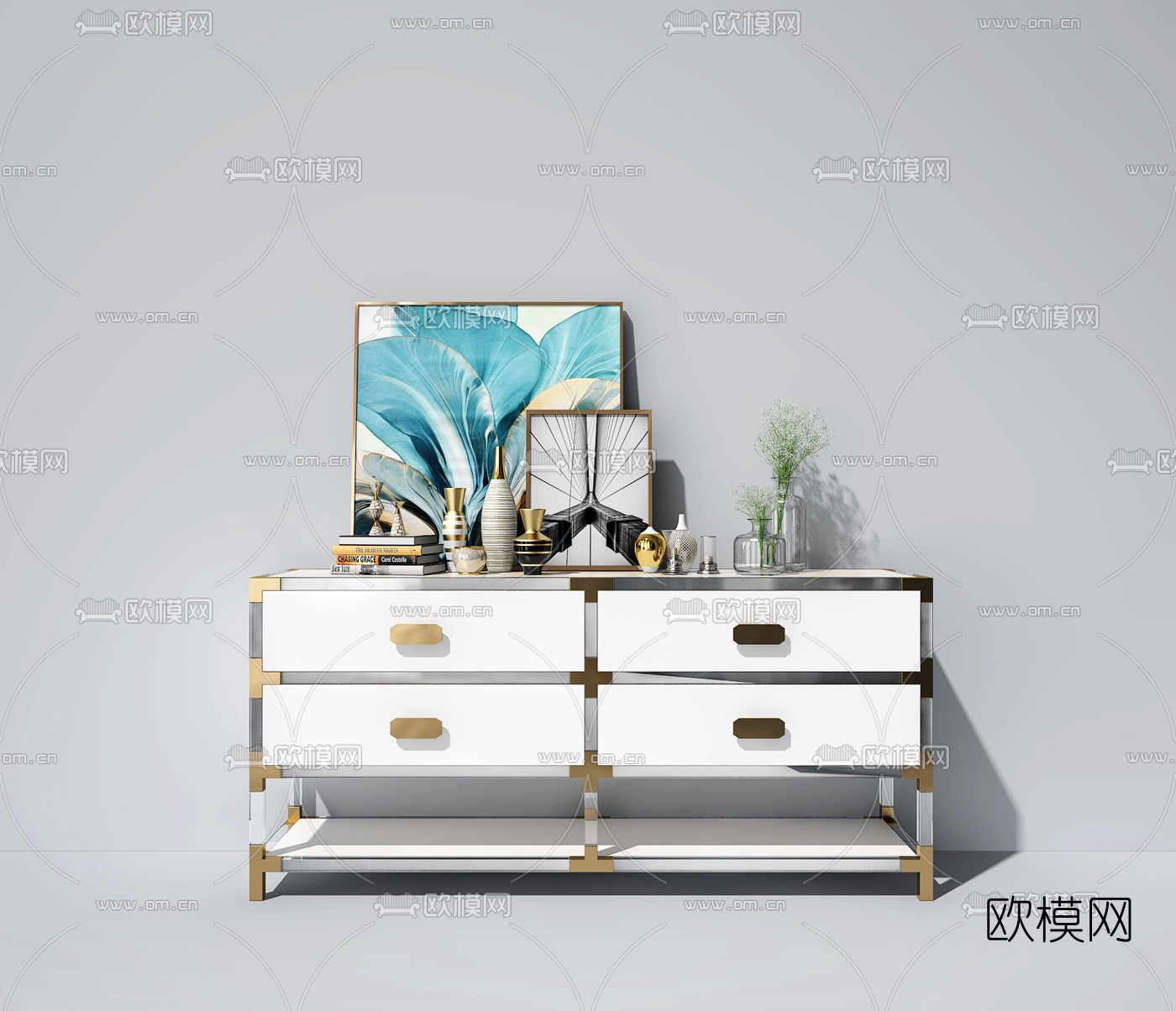 现代轻奢餐边柜3D模型下载（渲染图3）