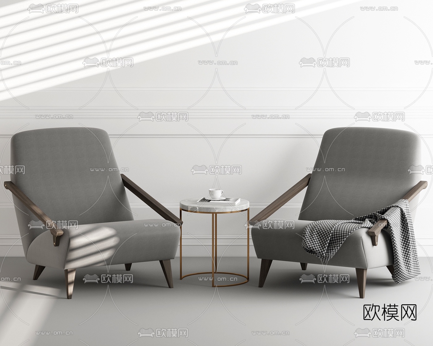现代布艺休闲沙发3d模型下载