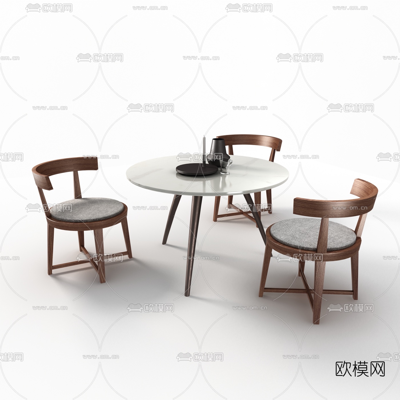 意大利现代实木休闲桌椅组合3d模型下载