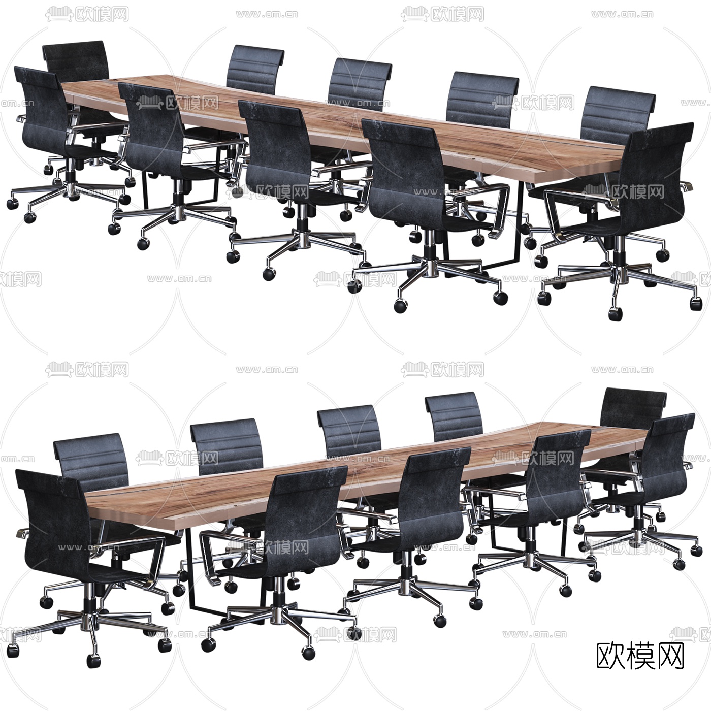 现代条形会议桌椅3d模型