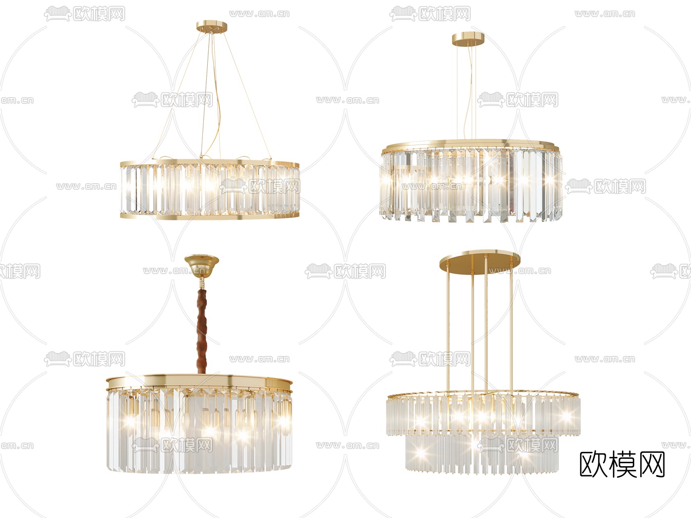 现代水晶吊灯组合3d模型下载