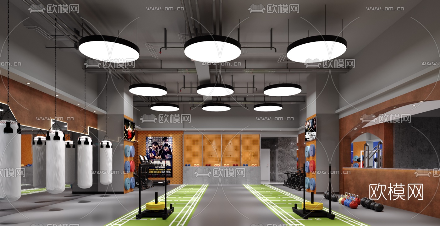 工业风健身房3d模型