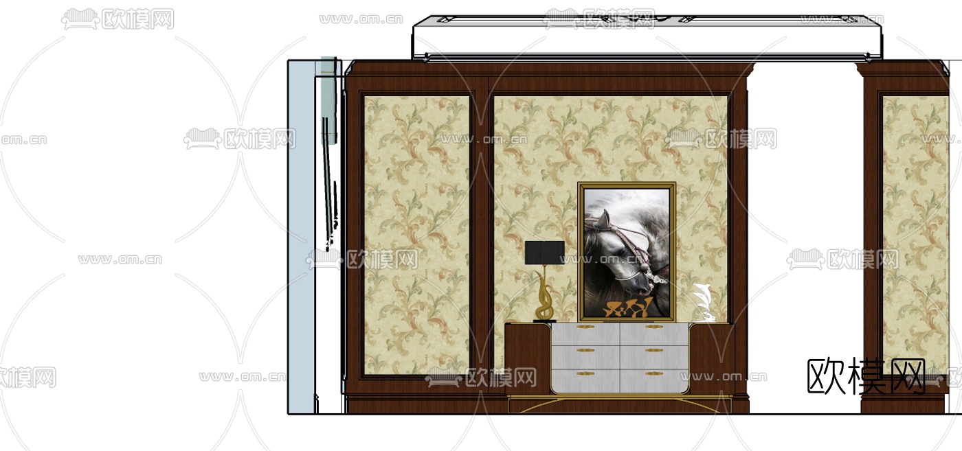欧式古典卧室主人房su模型下载（渲染图4）