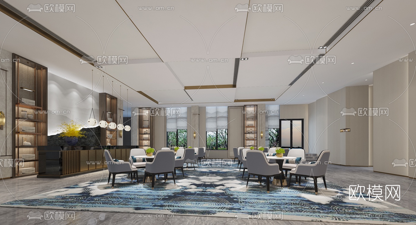 新中式售楼处3d模型下载（渲染图5）