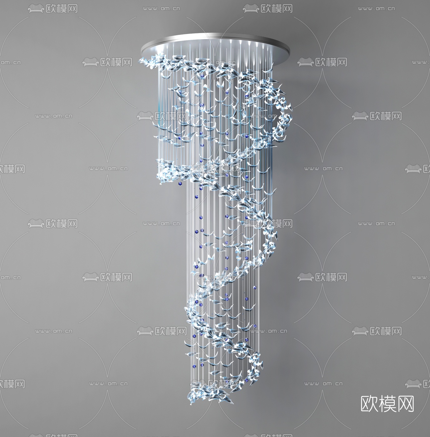 现代水晶吊灯3D模型下载