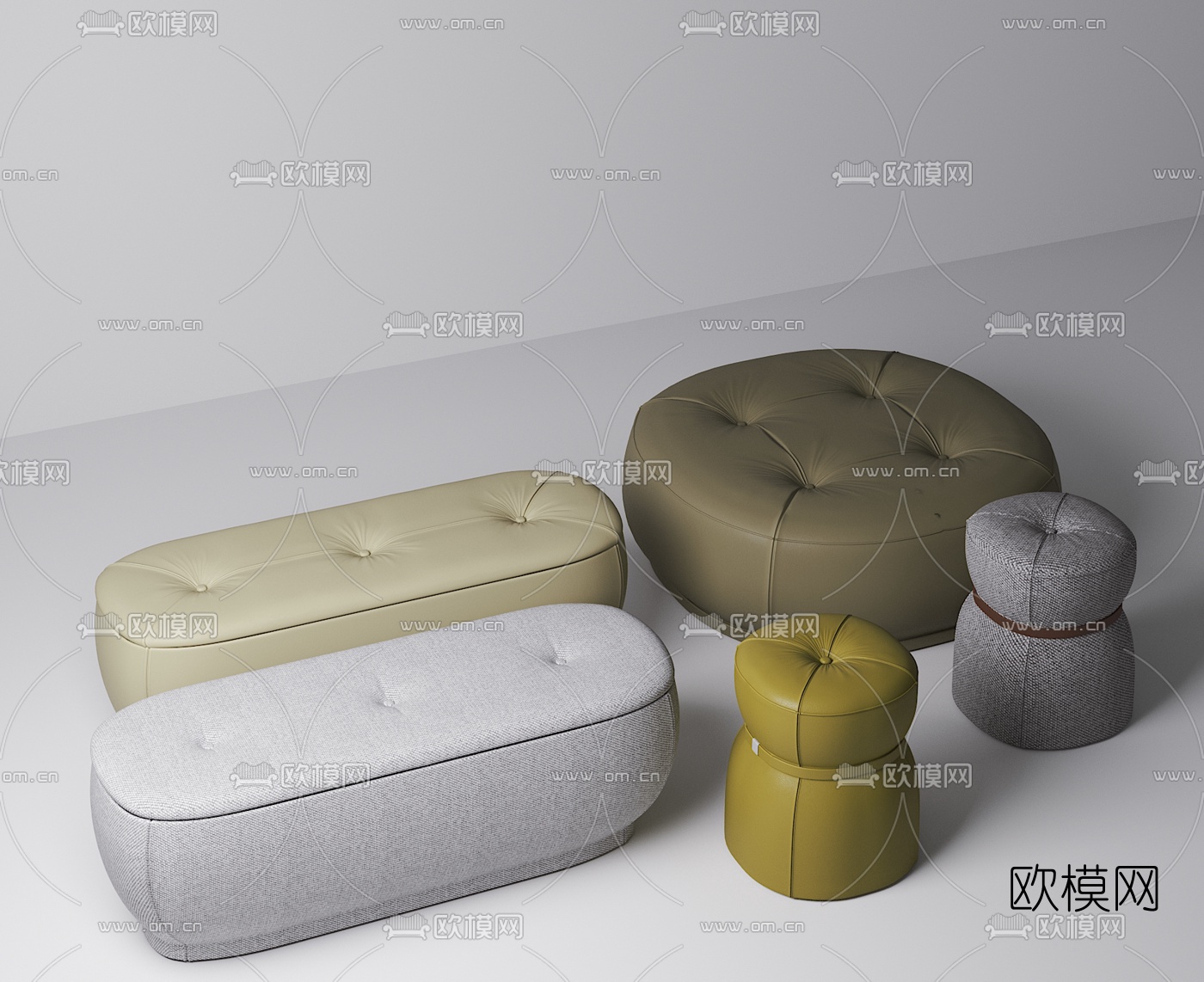 现代脚踏组合3d模型下载（渲染图1）