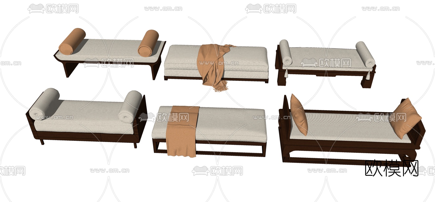 新中式脚踏su模型下载（渲染图1）