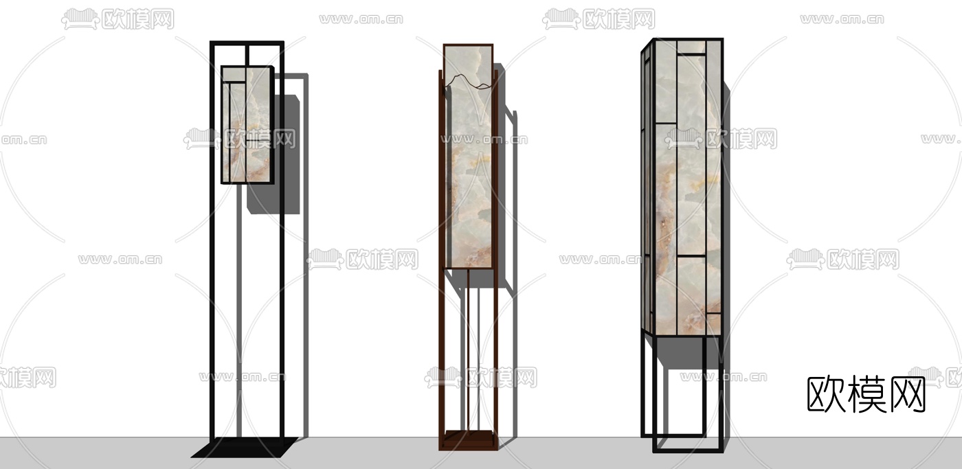 新中式落地灯su模型下载