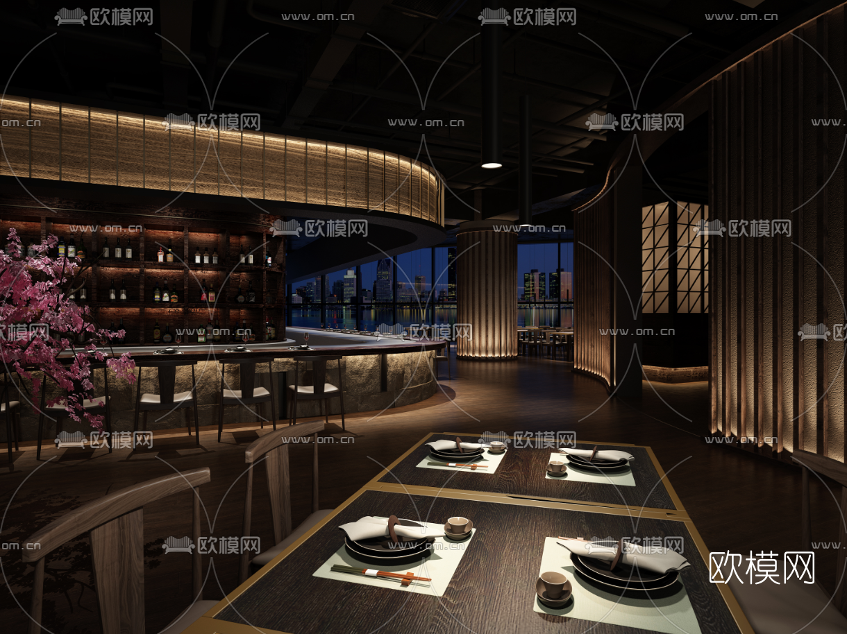 日式料理餐厅3d模型
