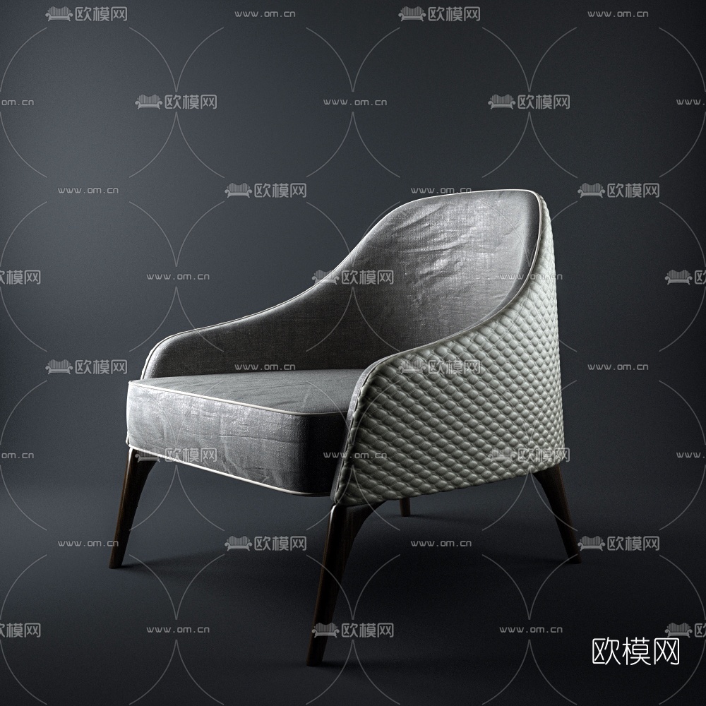 现代皮革单人沙发3D模型-免费3dmax模型库-欧模网