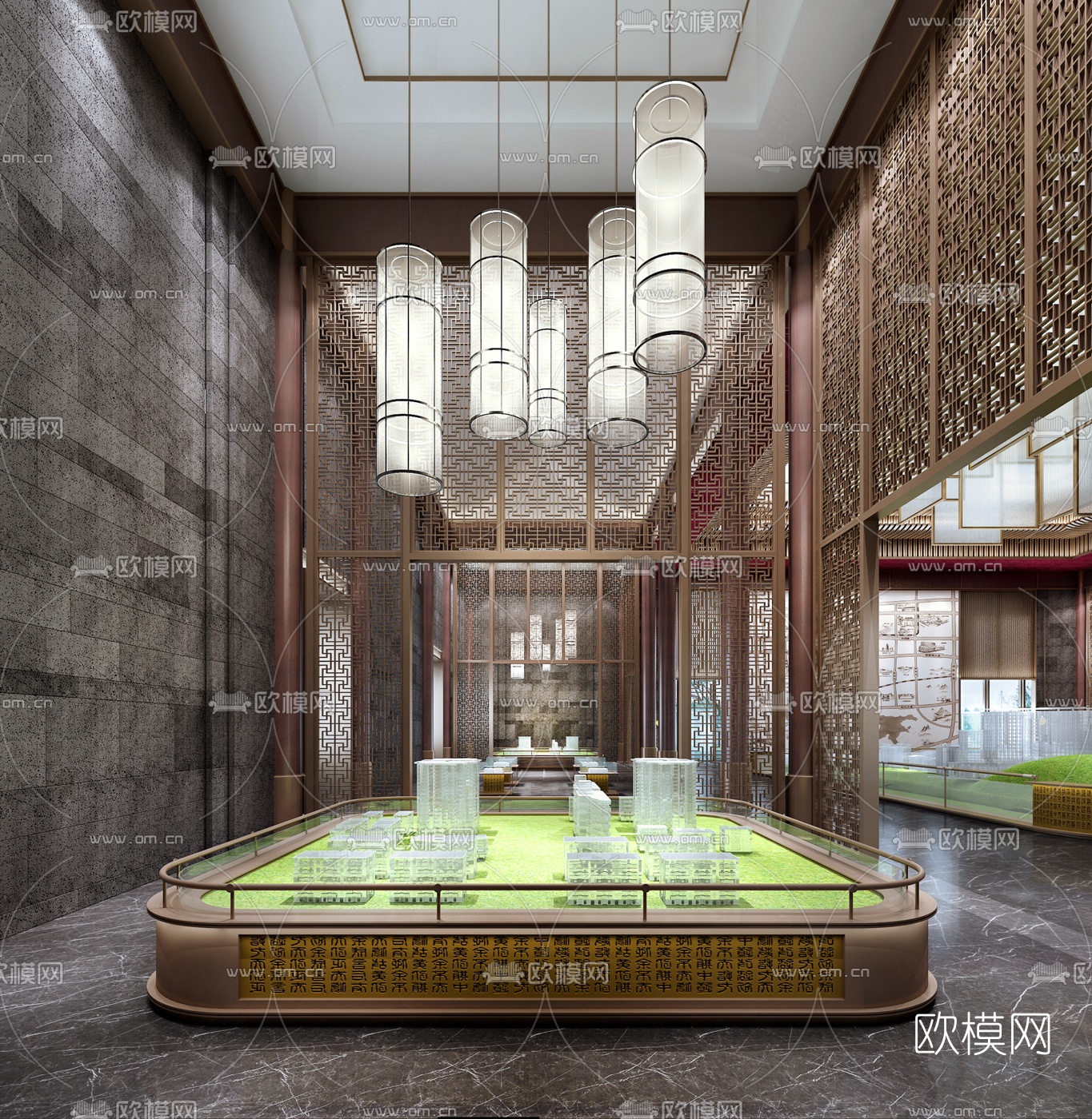 新中式售楼处3d模型下载（渲染图2）