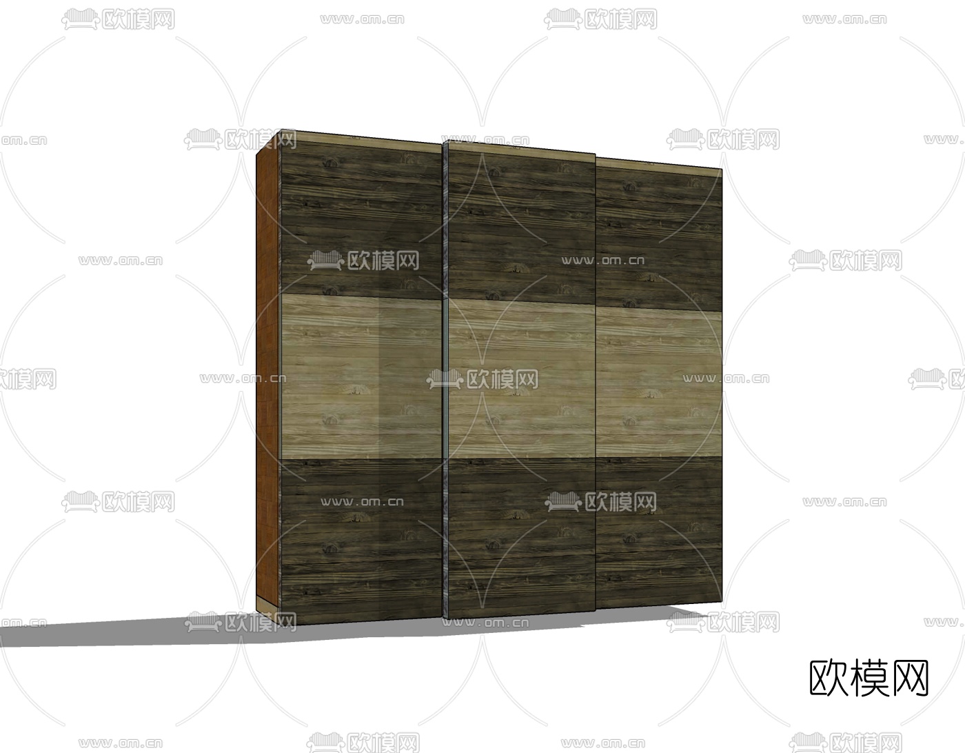 现代实木衣柜免费su模型下载