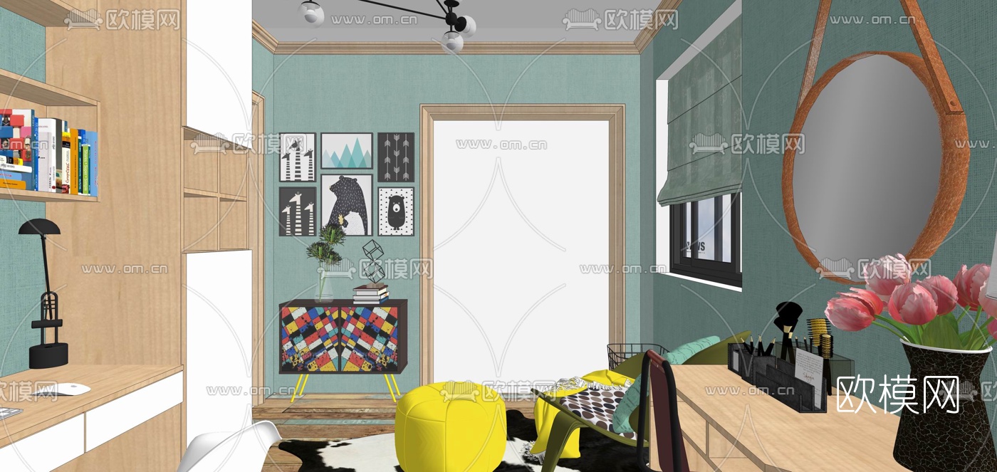 地中海儿童房su模型下载（渲染图2）