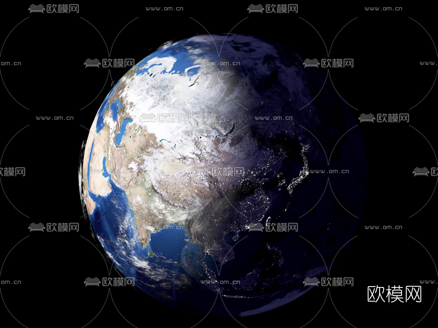 現代地球外觀鳥瞰3d模型