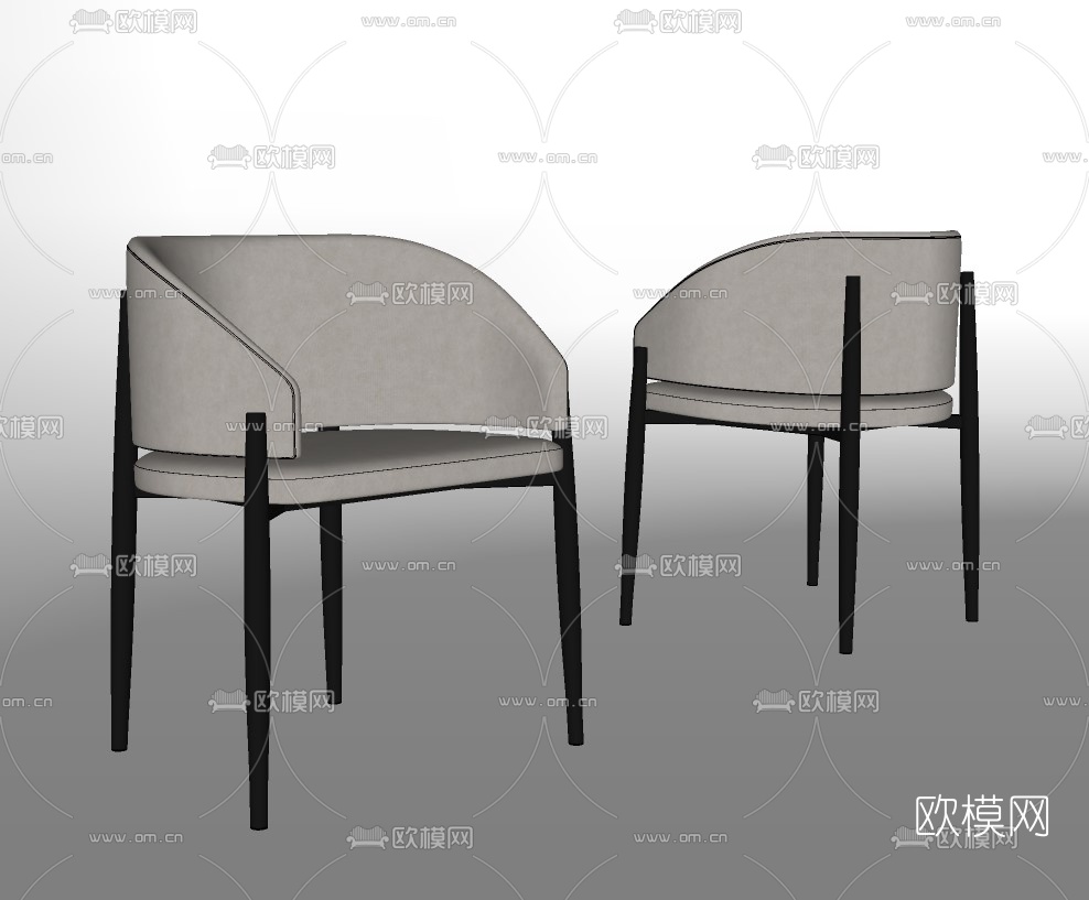 现代布艺休闲椅su模型下载（渲染图2）