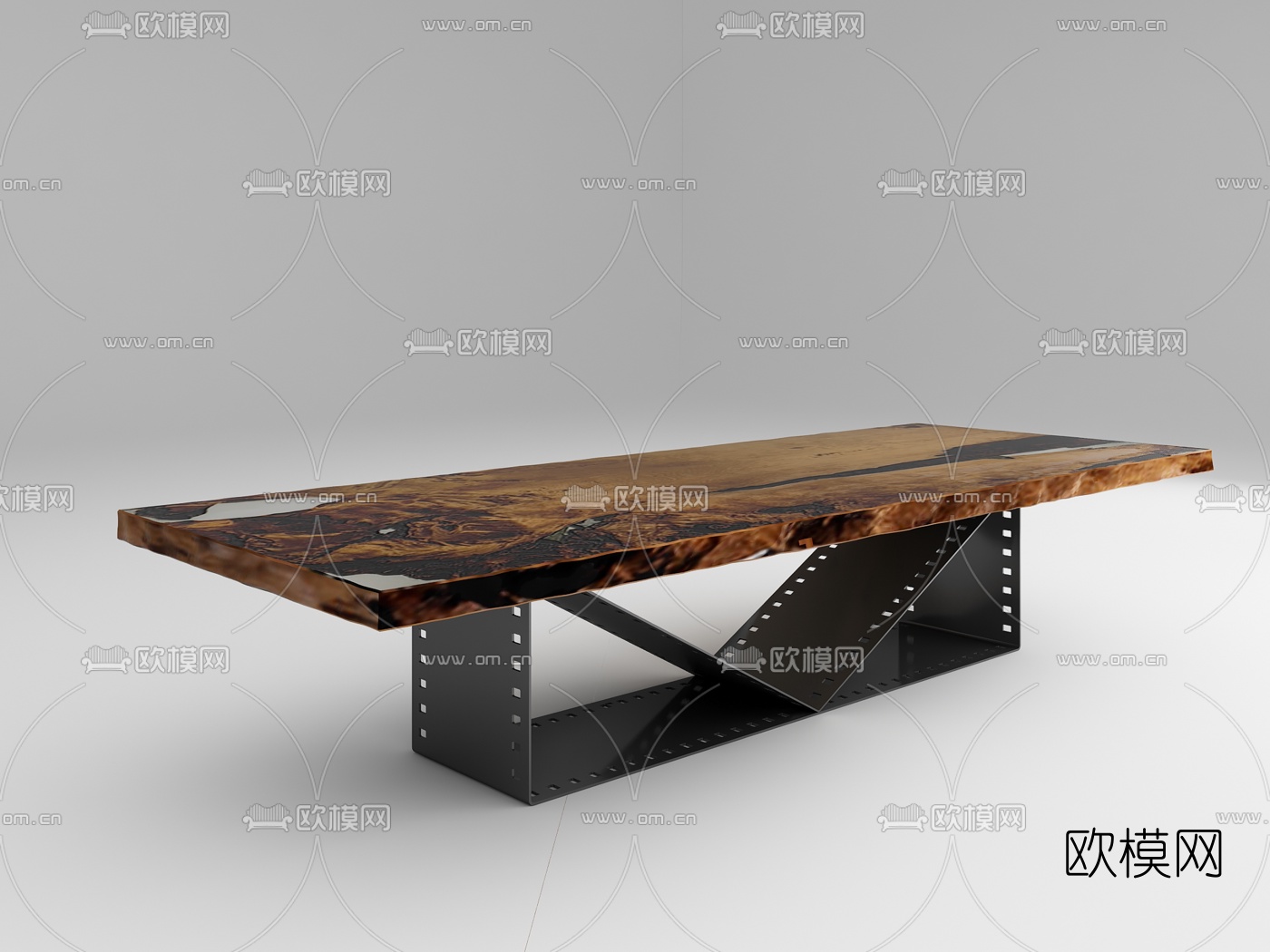 意大利Riva1920品牌 现代铁质电影胶带餐桌3d模型下载（渲染图2）
