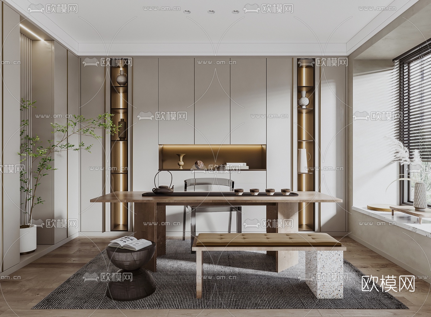 新中式茶室3d模型下载