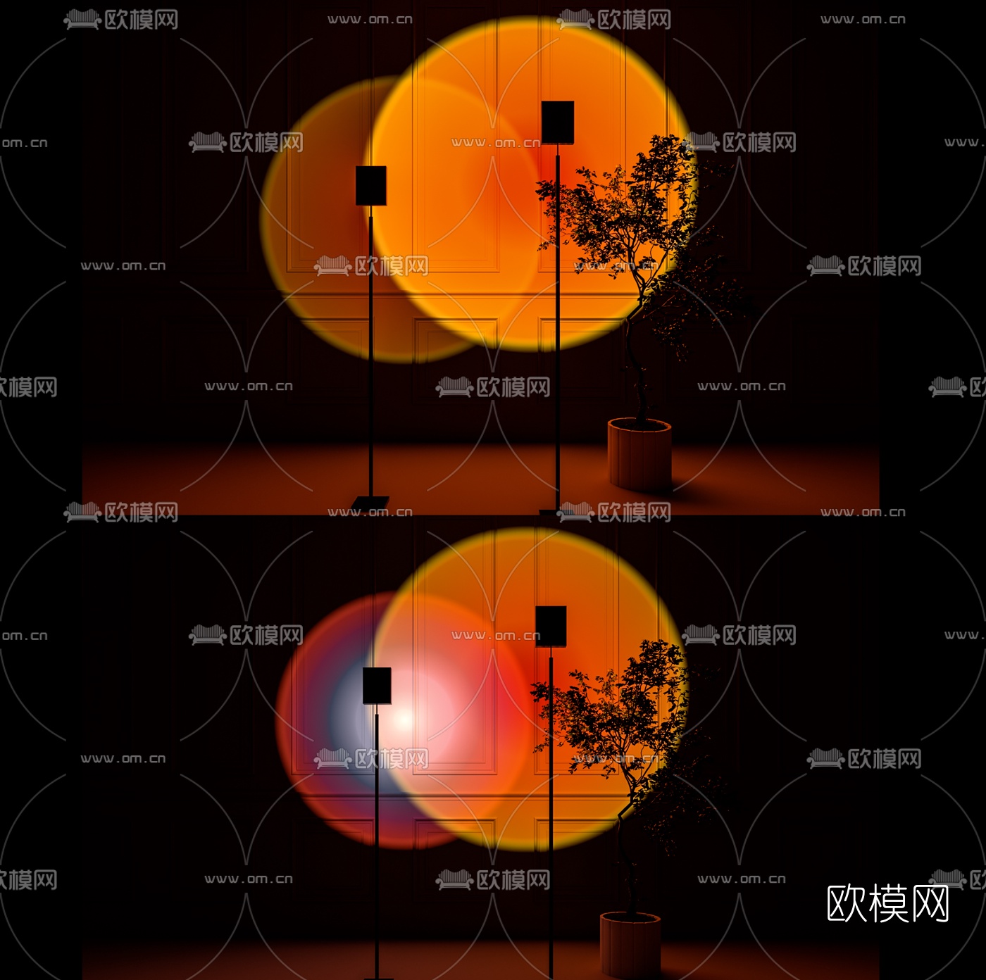 现代夕阳灯落日灯3d模型