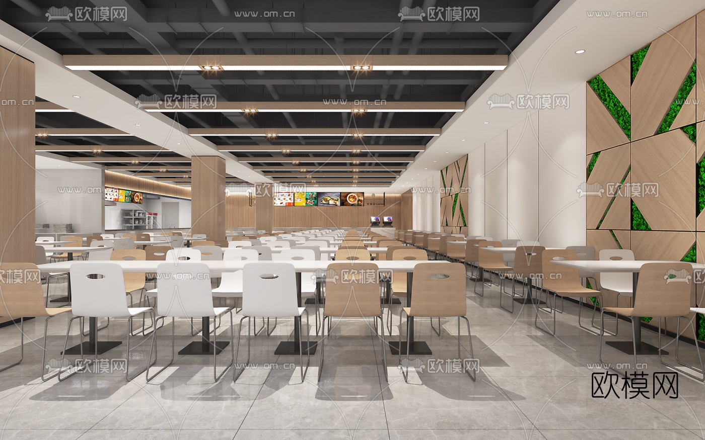 现代员工餐厅3d模型