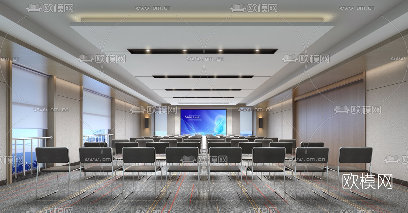 现代简约会议室3d模型下载