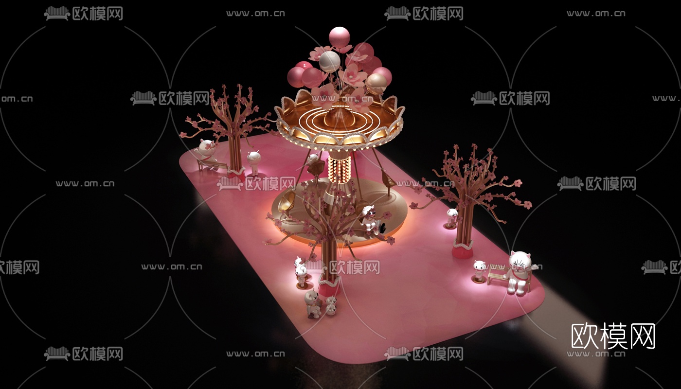 现代儿童游乐设施3d模型下载（渲染图2）