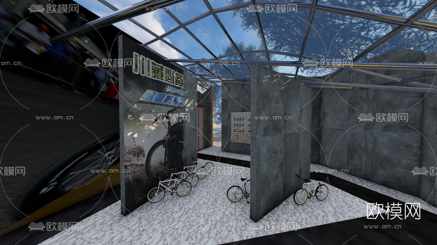 现代山地自行车专卖店su模型下载（渲染图5）