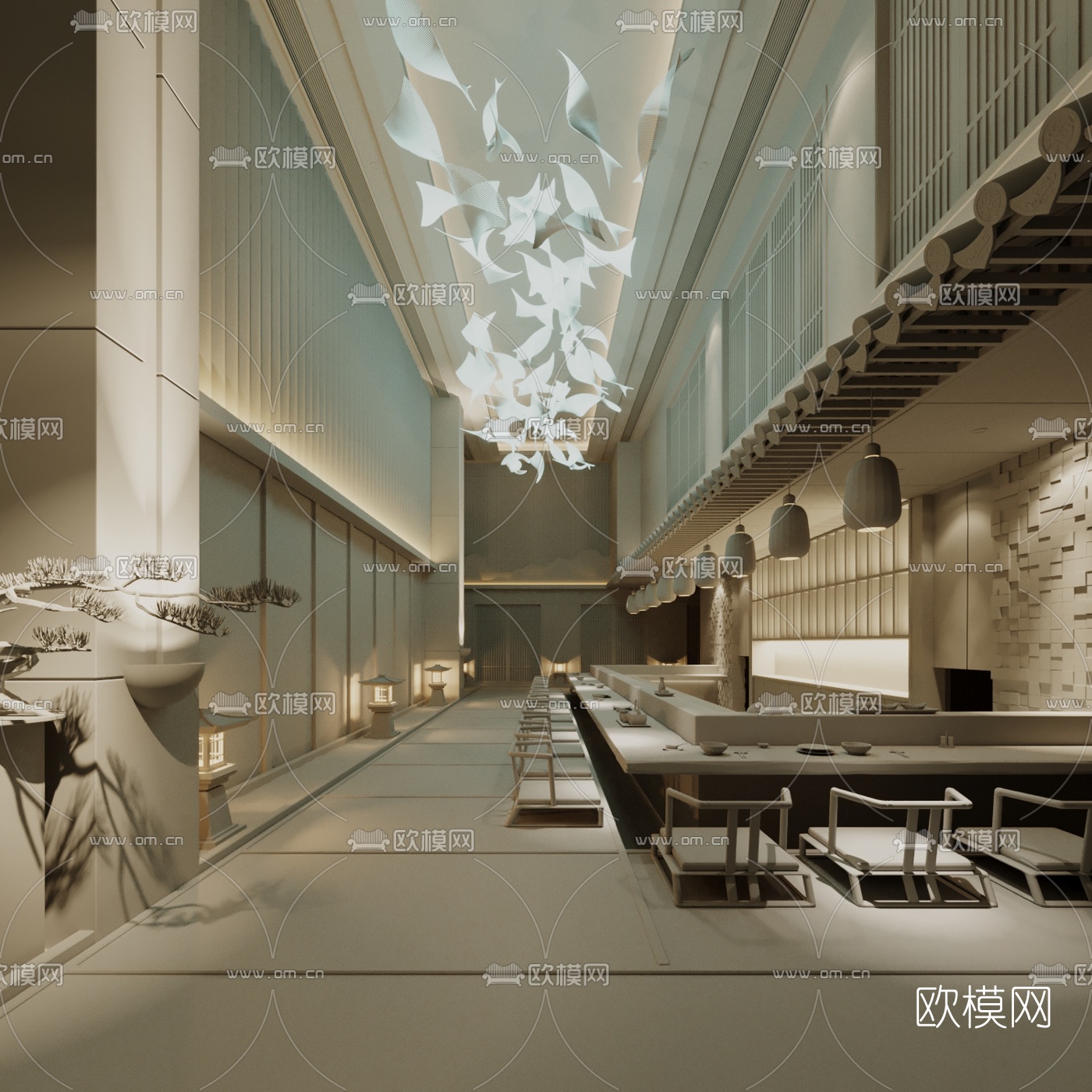 日式料理餐厅3d模型