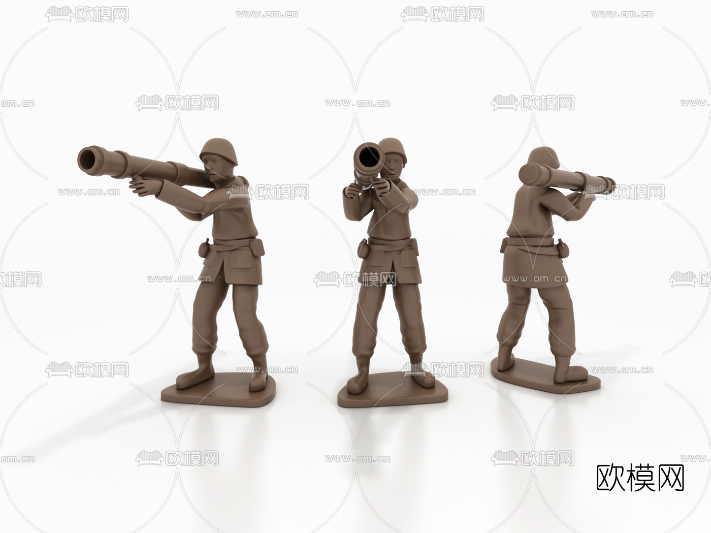 现代炮兵泥人雕塑3d模型