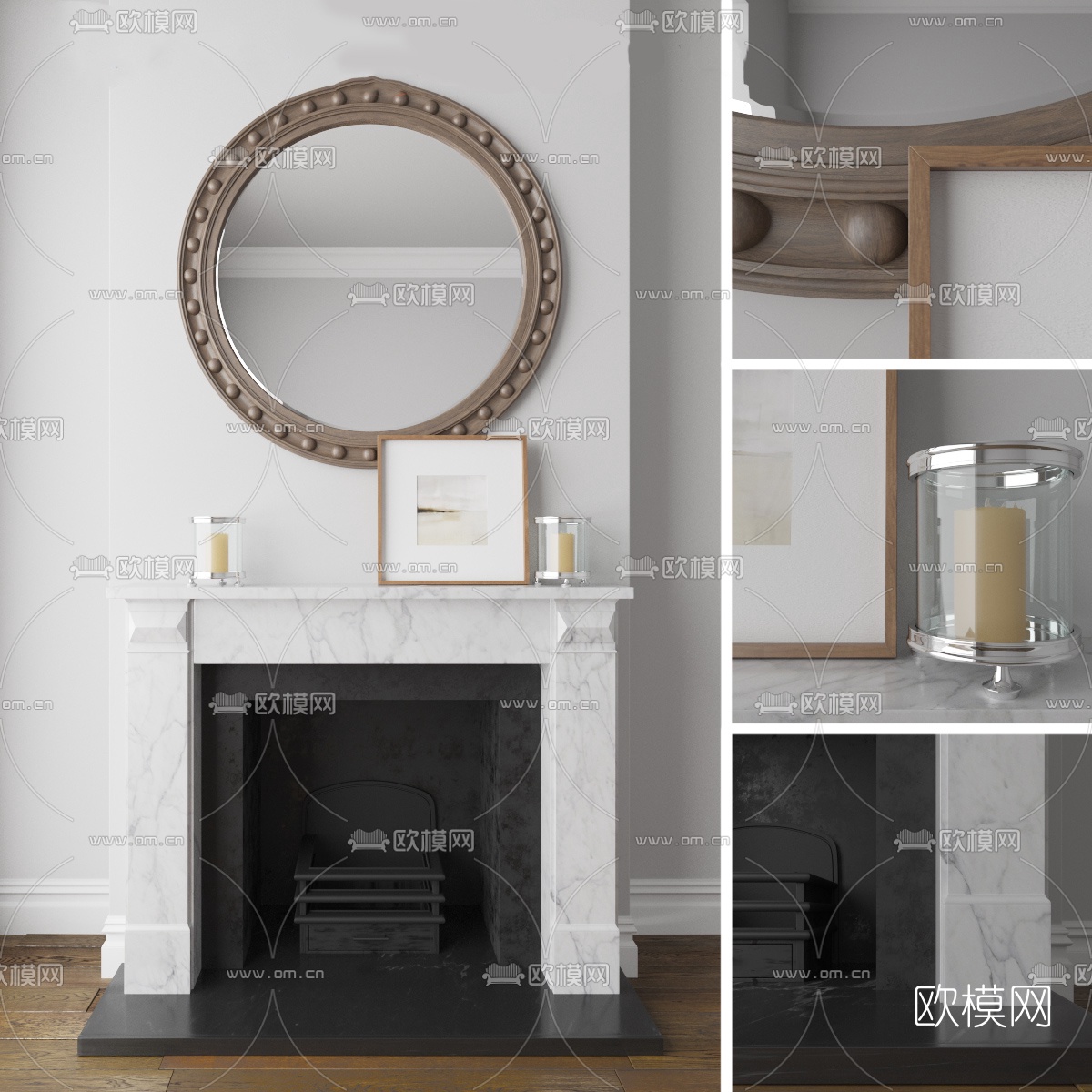 现代壁炉3d模型下载