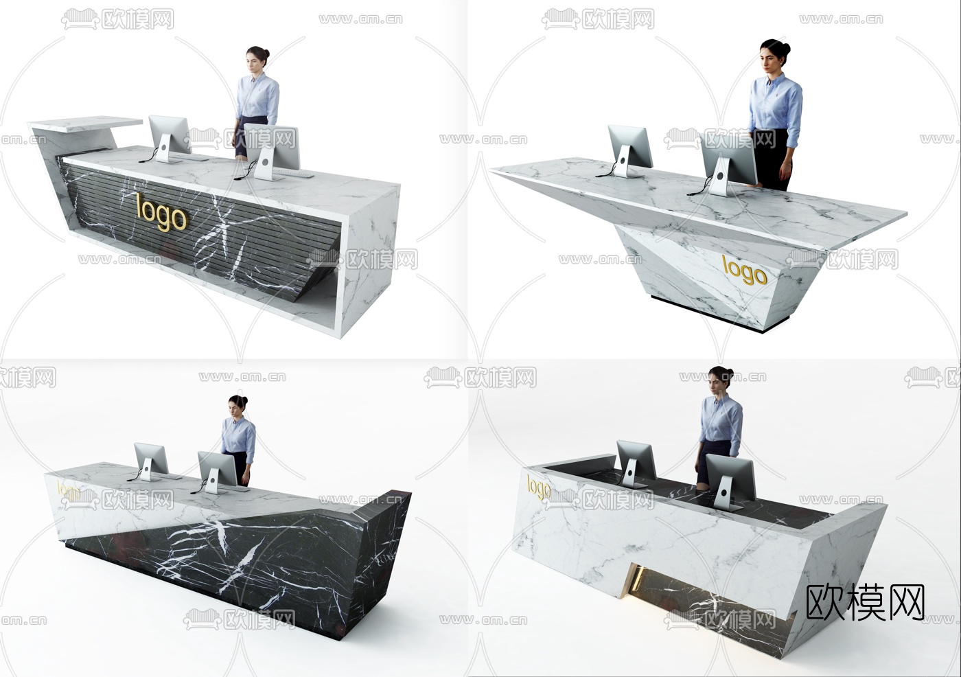 现代接待台前台3d模型