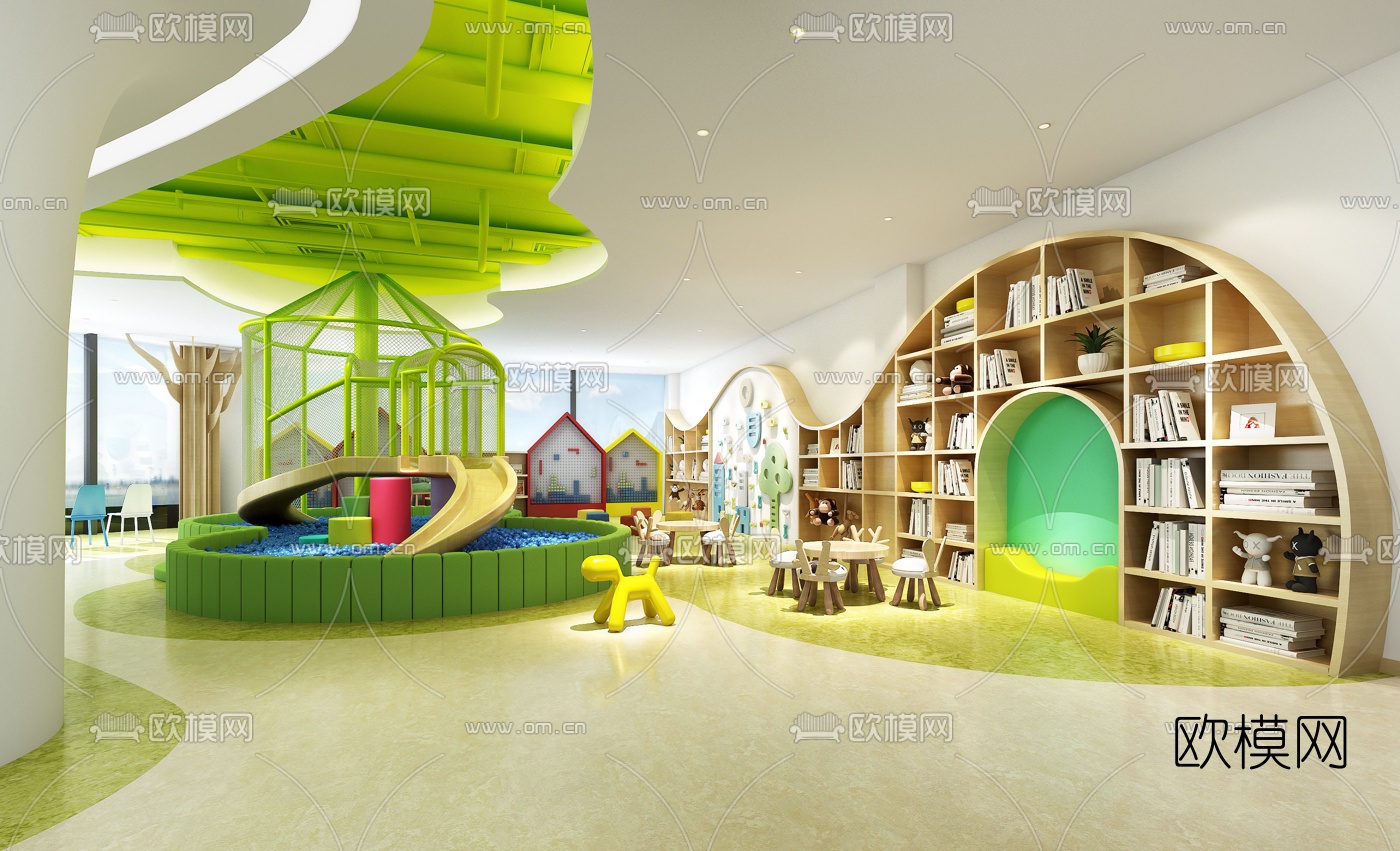 现代幼儿园活动教室3d模型下载