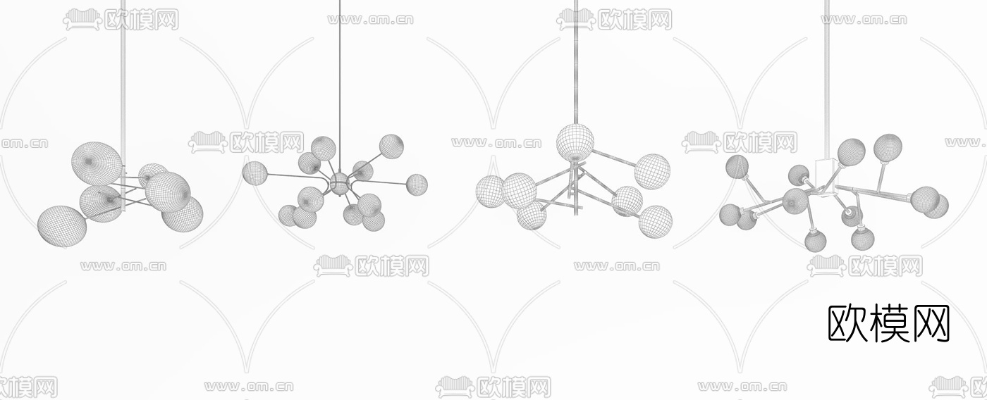 现代时尚吊灯组合3D模型