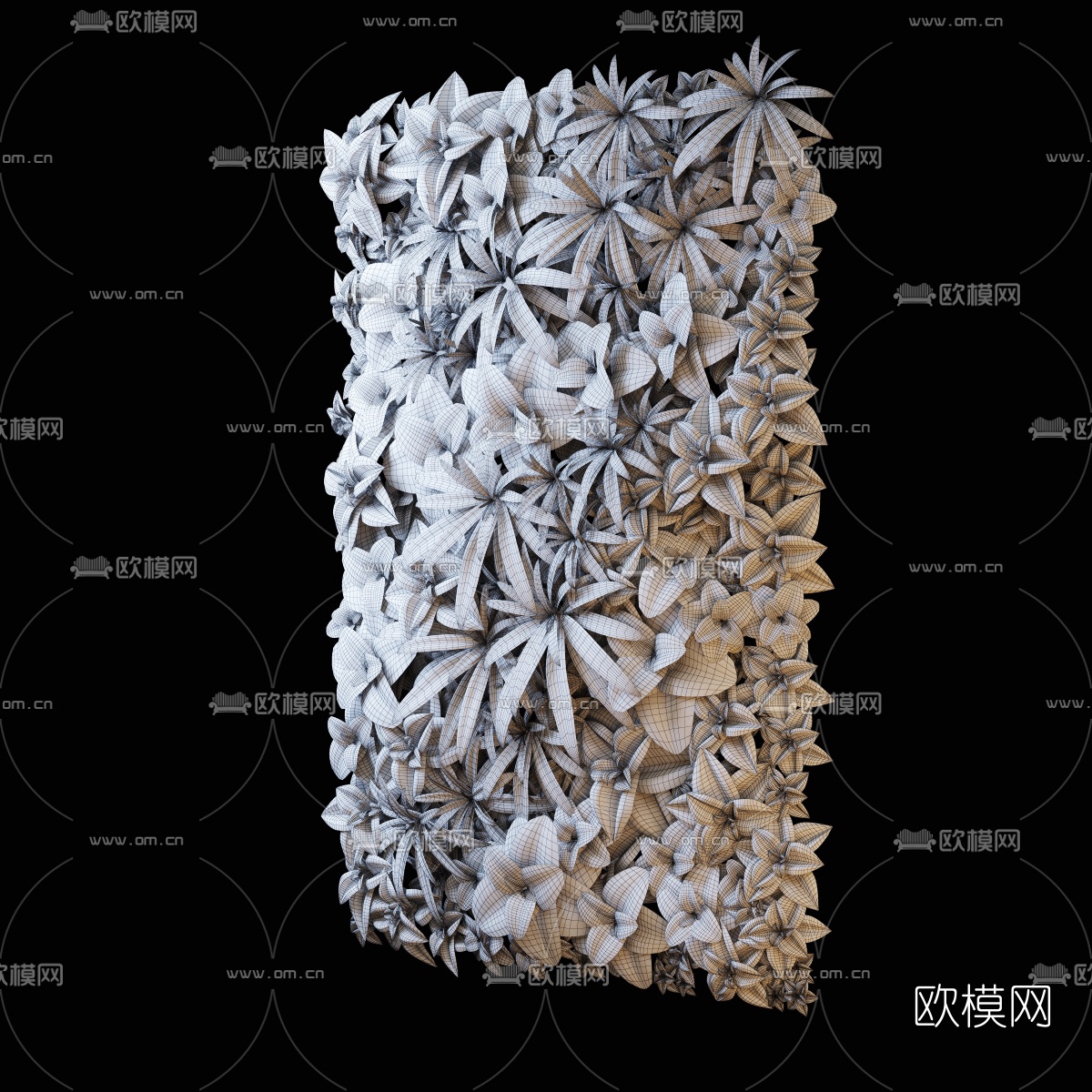 现代植物背景墙3d模型