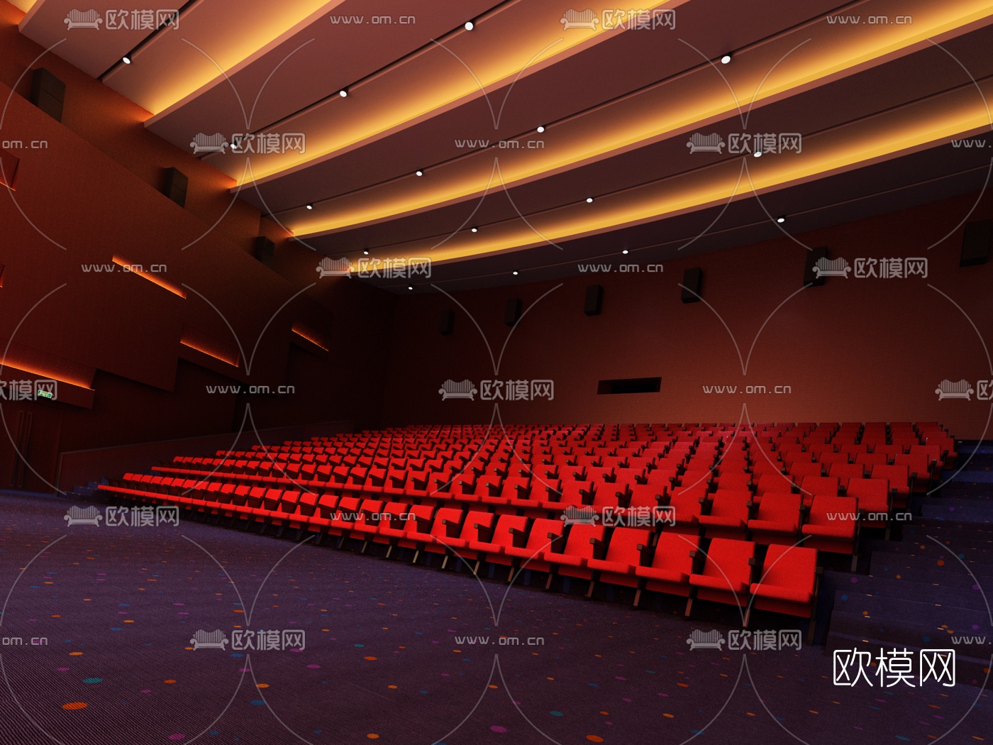 现代电影院放映厅3D模型