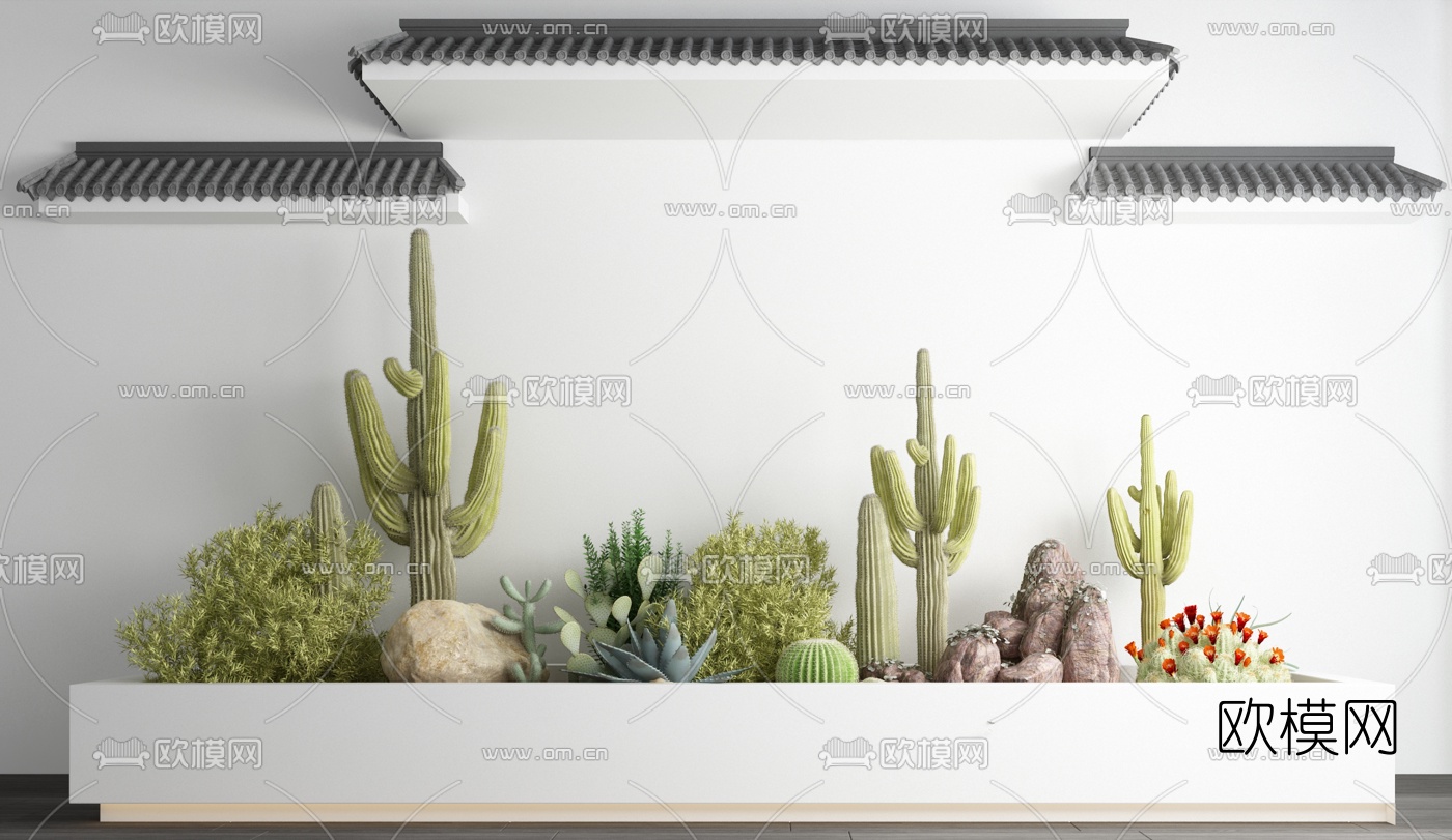 现代绿植盆栽花池3d模型下载