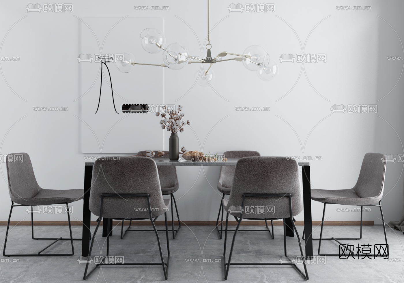 后现代餐桌椅3d模型下载