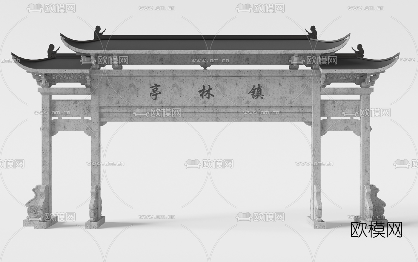 新中式石牌坊3d模型