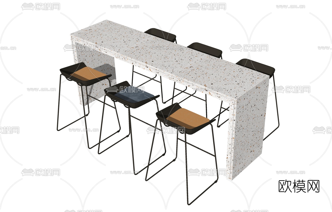 现代吧台吧椅su模型下载