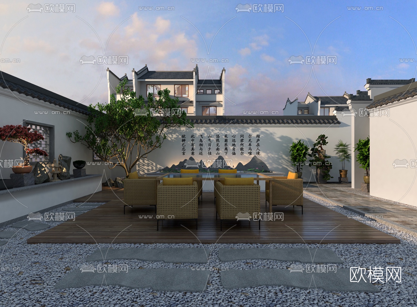 中式花园庭院3D模型