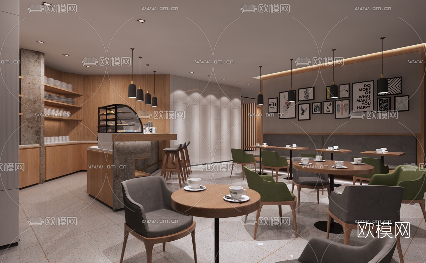 现代橱柜展厅休闲区3D模型下载（渲染图2）