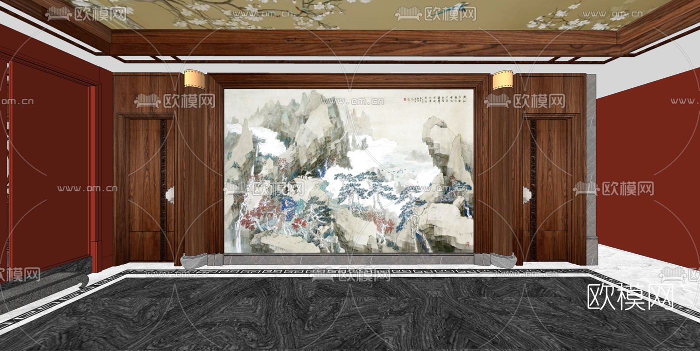 中式会所su模型下载（渲染图1）