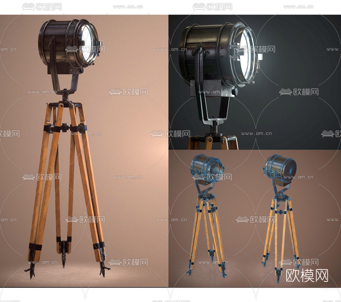 现代金属舞台投影灯3d模型